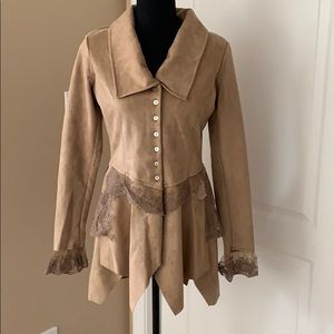 Tan Velour Lace Blouse